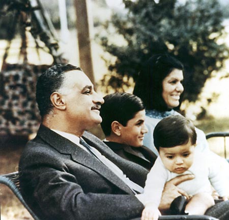 Gamal Abdal Nasser with wife Tahia, son and grandson.jpg